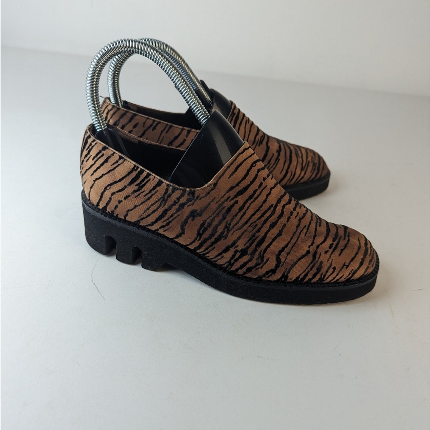Heyraud Paris Tiger Print Chunky Slip On Loafer