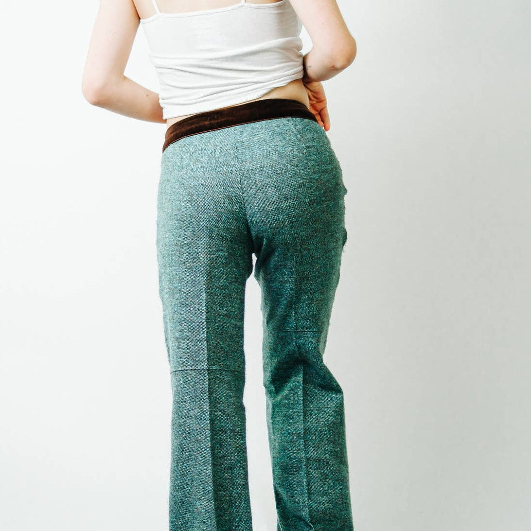Nanette Lepore Green Tweed Wool Pants / 8