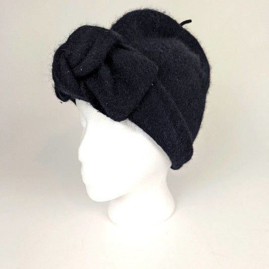 New York & Company Black Wool Basket Hat