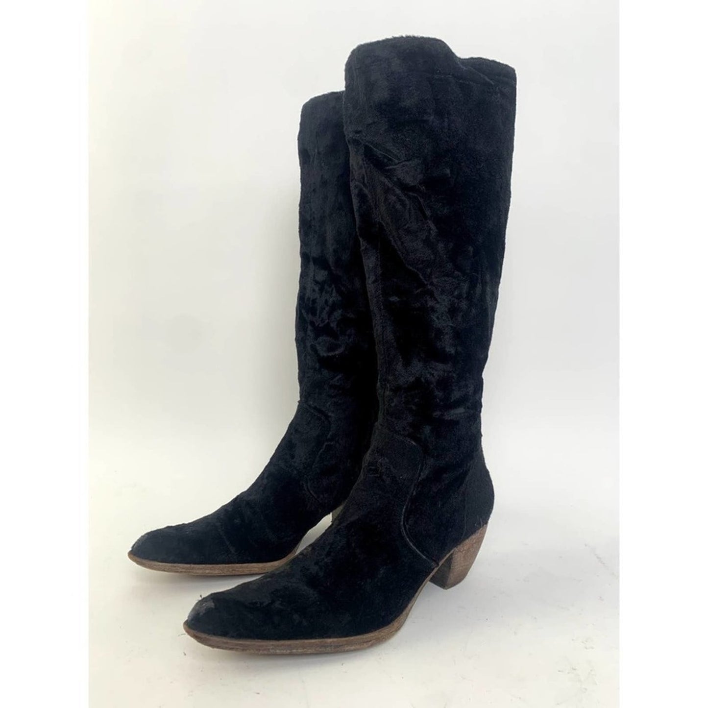 Elizabeth and James Black E-ryder Velvet Western Boots / Booties - 6.5