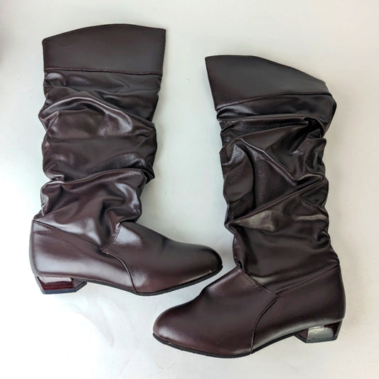 NWT Slouchy Heeled Knee High Boors
