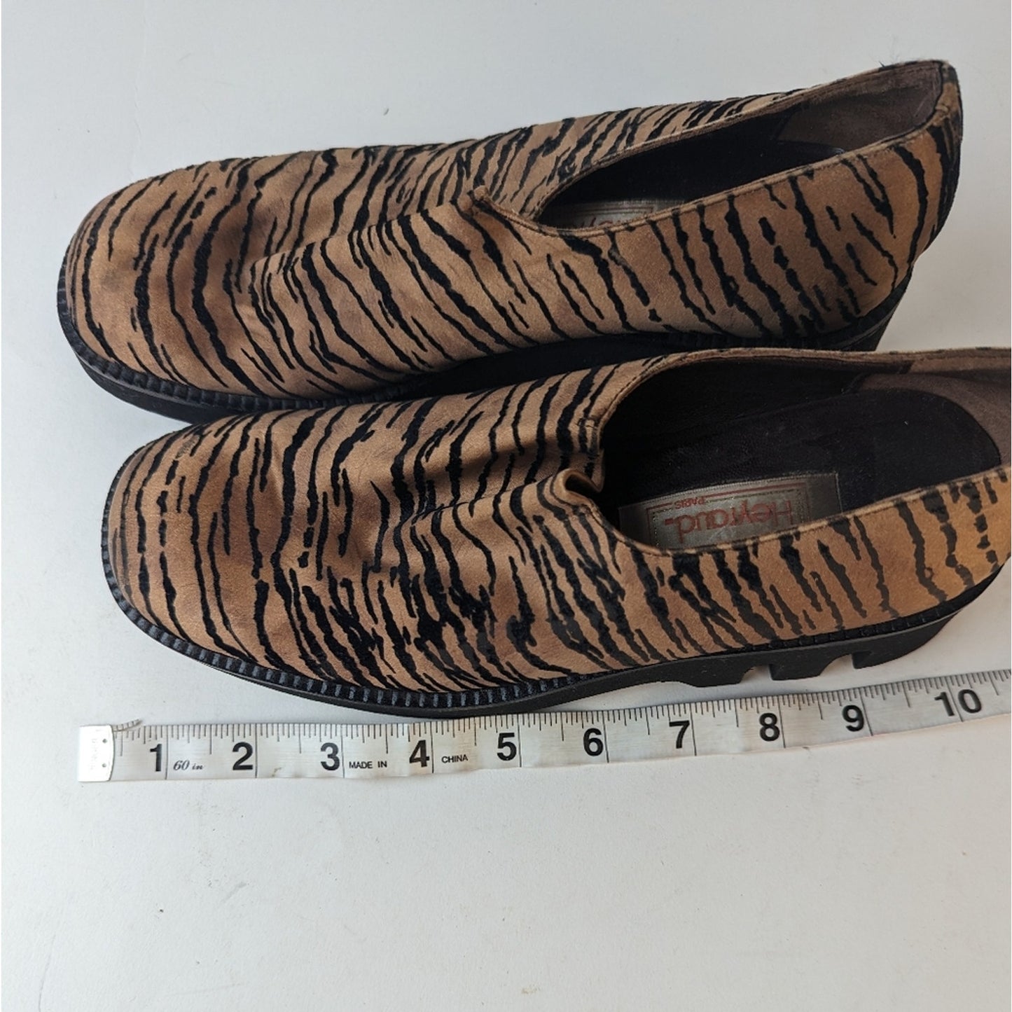 Heyraud Paris Tiger Print Chunky Slip On Loafer