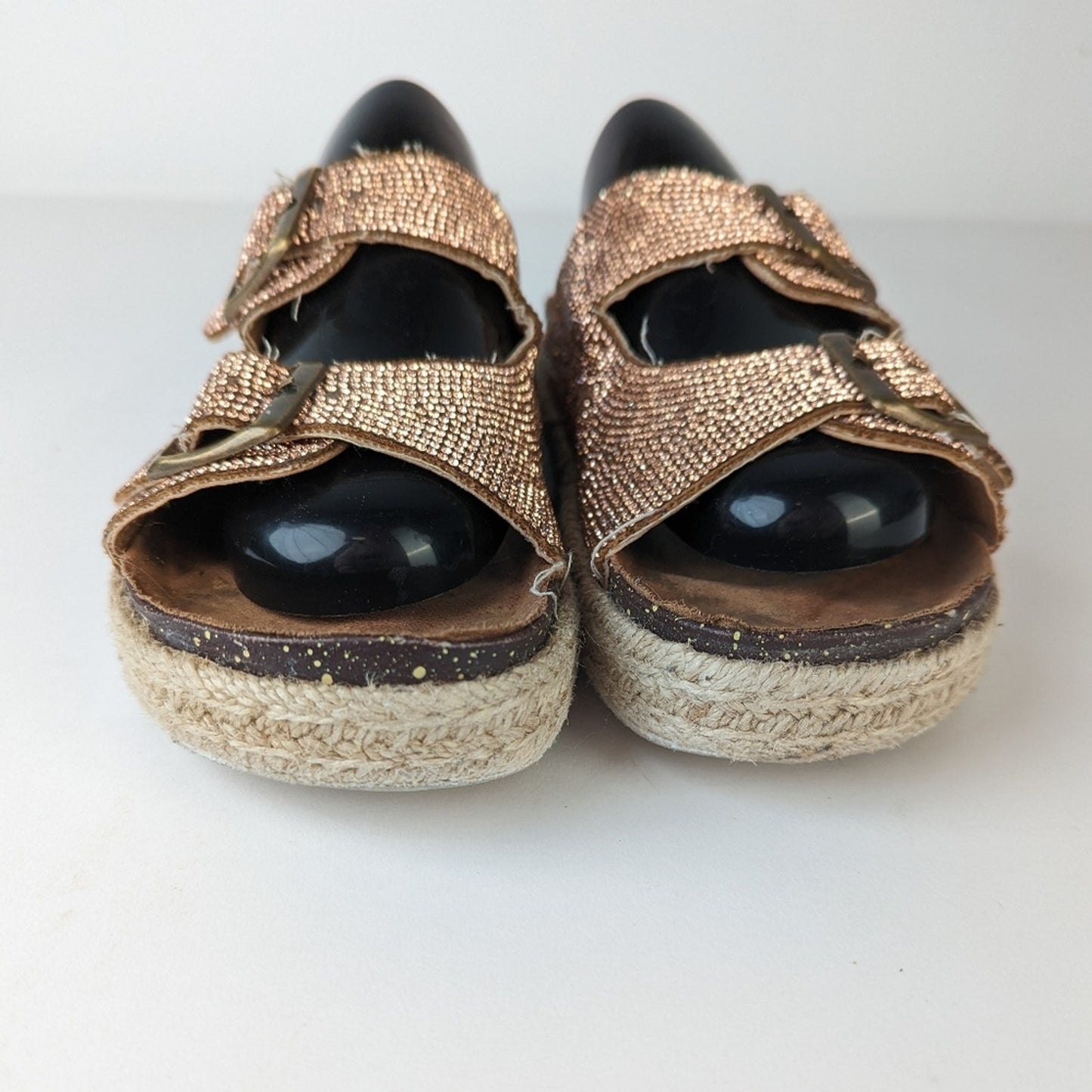 Rose Gold Espadrille Strappy Sandals