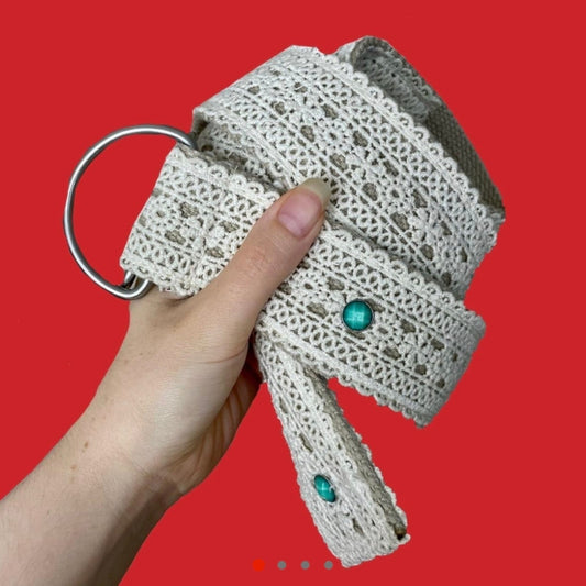 Boho Crochet Faux Turquoise Belt