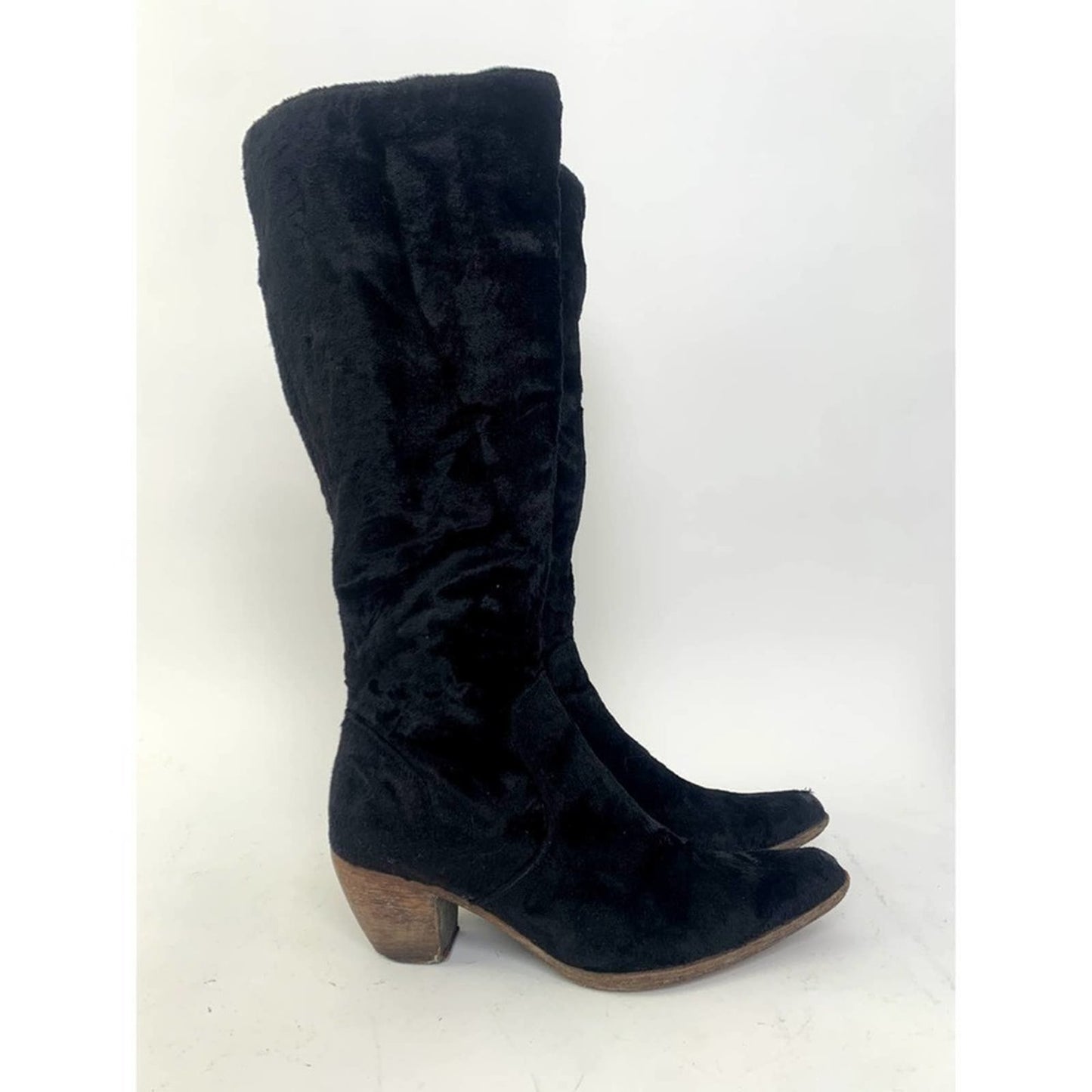 Elizabeth and James Black E-ryder Velvet Western Boots / Booties - 6.5