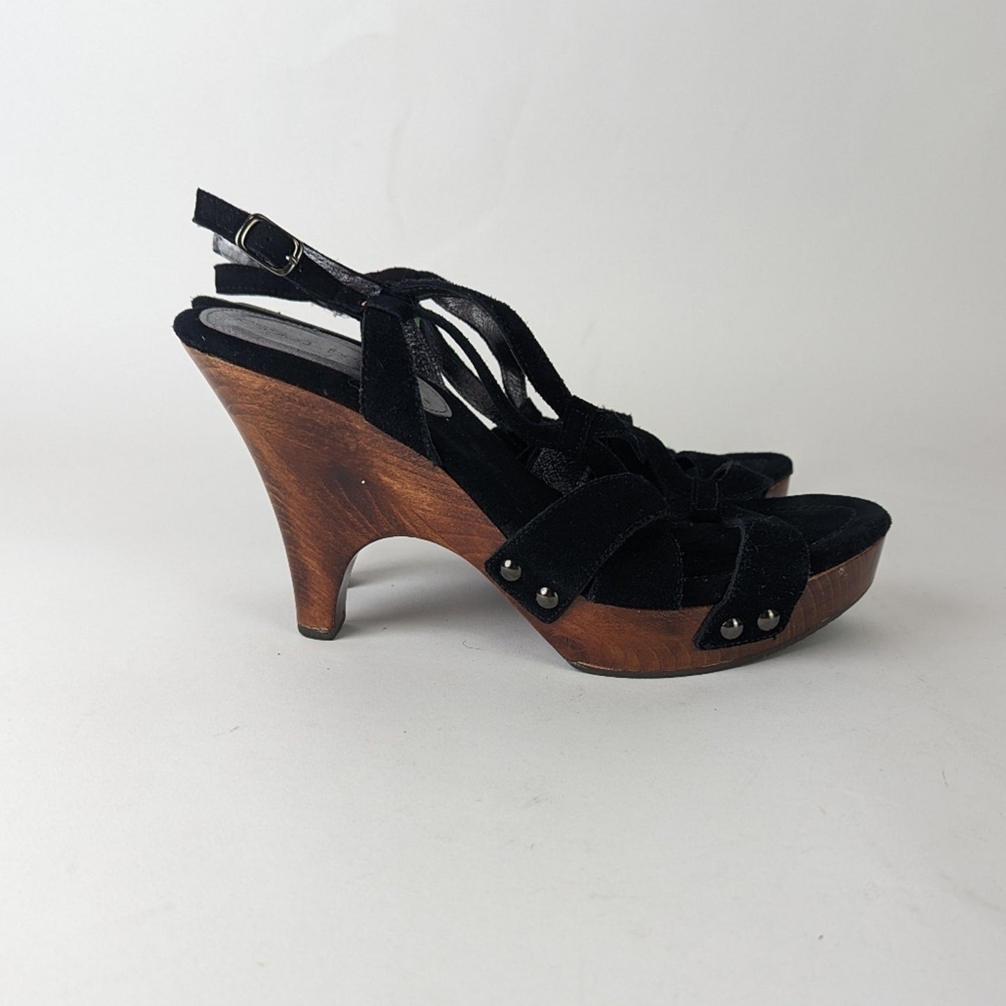 Jessica Bennett Jrena Wooden Leather Sandals Clogs - 9.5