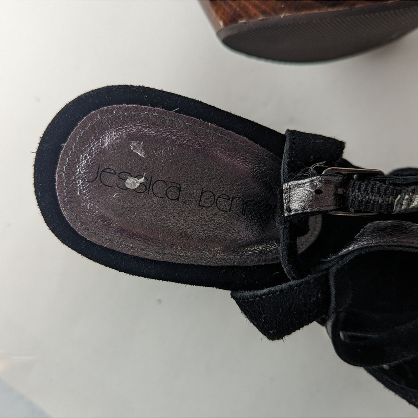 Jessica Bennett Jrena Wooden Leather Sandals Clogs - 9.5