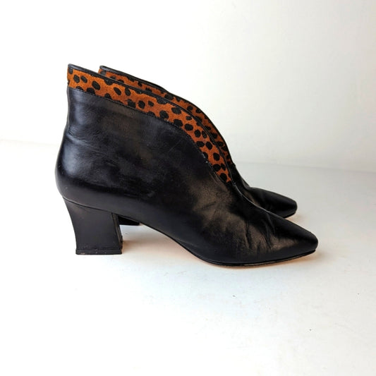 Vintage 80's Stefani Leather Ankle Boots - 7M