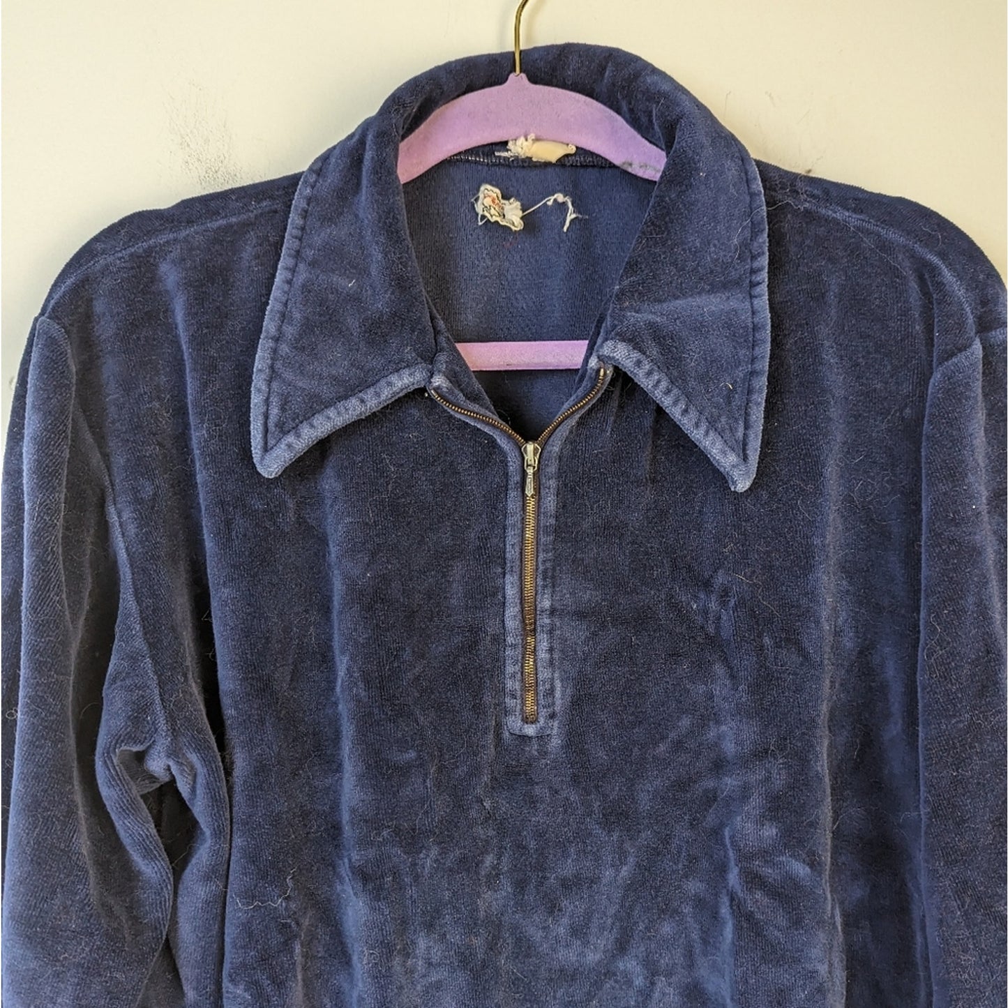 Vintage 70's Velour Blue Nabholz  Sportables by Martin Burns Top - Large