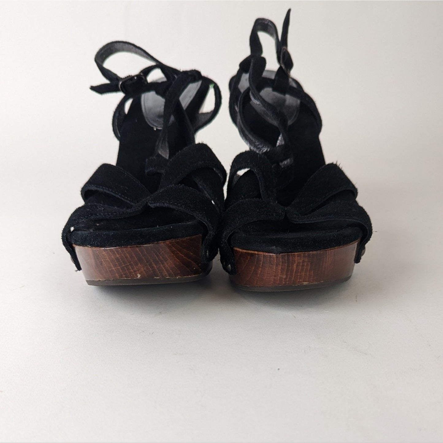Jessica Bennett Jrena Wooden Leather Sandals Clogs - 9.5