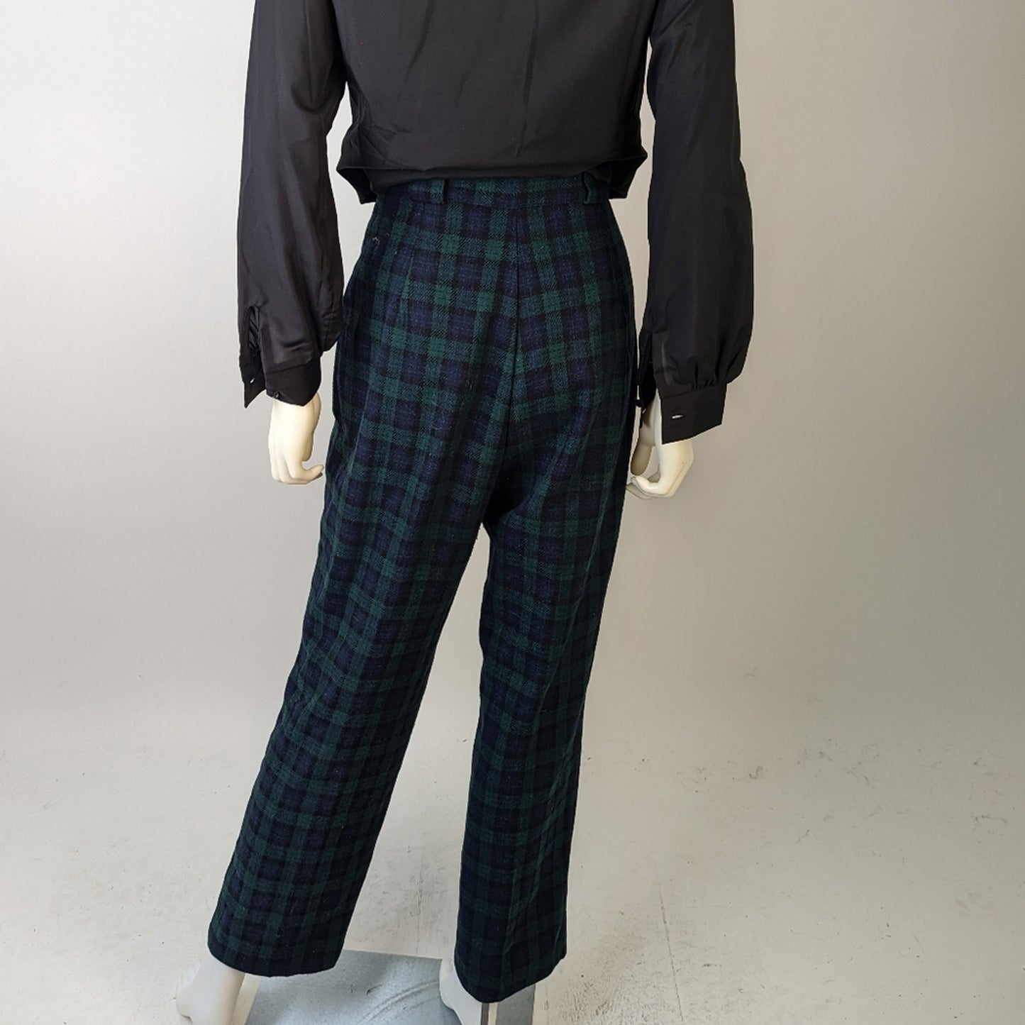 Vintage  80's Savannah Plaid Wool High Waisted Pants 14