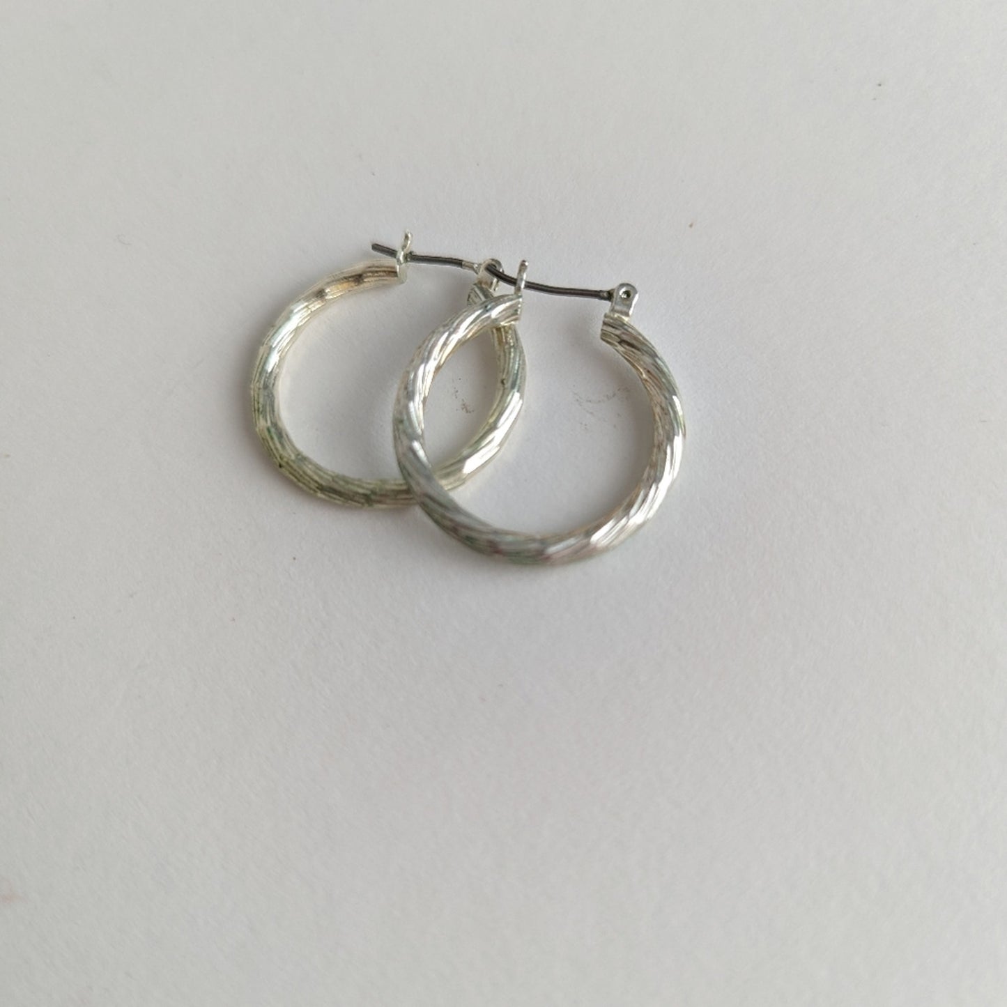 Silver Hoop Rope Earrings