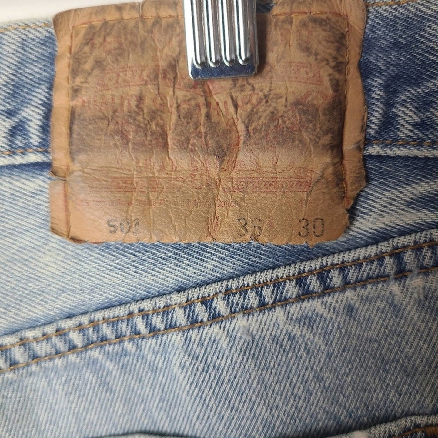 Vintage Distressed 501 Button Fly Jeans 36×30