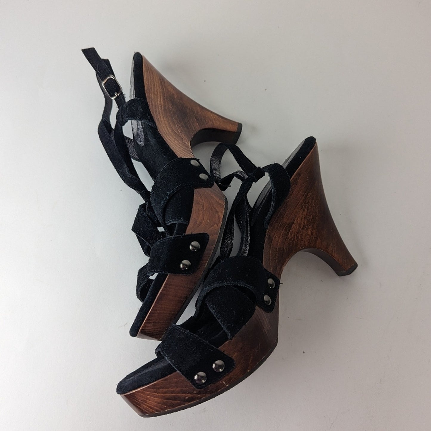 Jessica Bennett Jrena Wooden Leather Sandals Clogs - 9.5