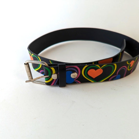 Bonded Leather Neon Heart Belt / Medium
