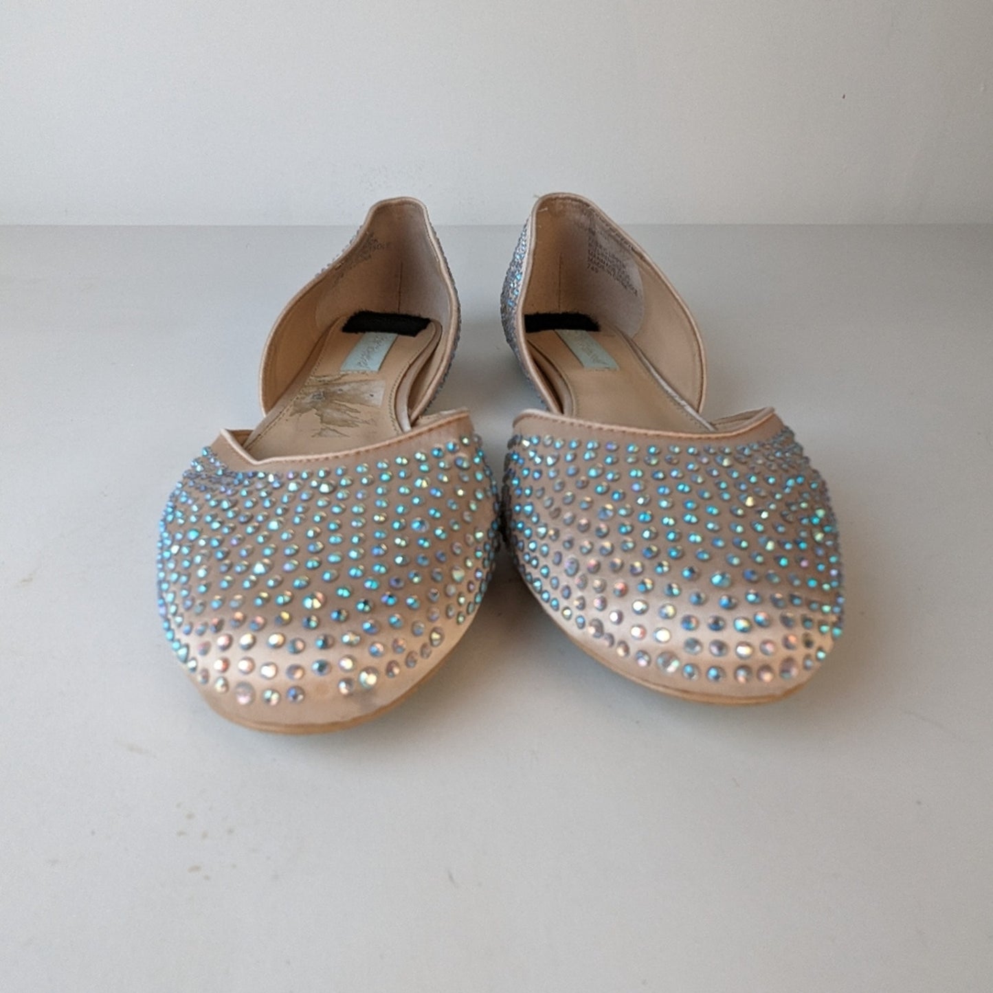 Betsey Johnson Jane Satin Rhinestone Flats / 9