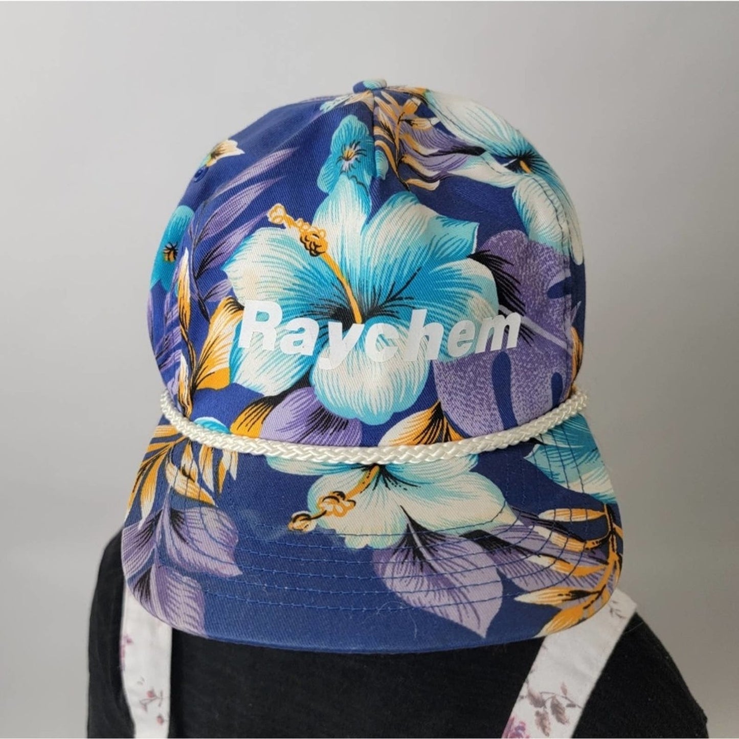 Vintage Raychem Tropical Floral Print Snapback Hat Cap 80/90's