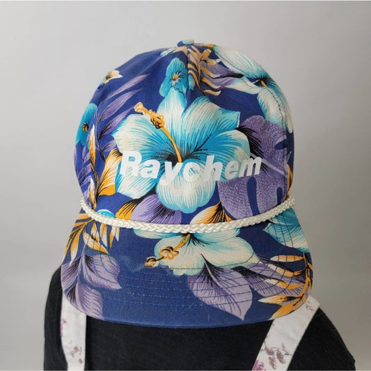 Vintage Raychem Tropical Floral Print Snapback Hat Cap 80/90's