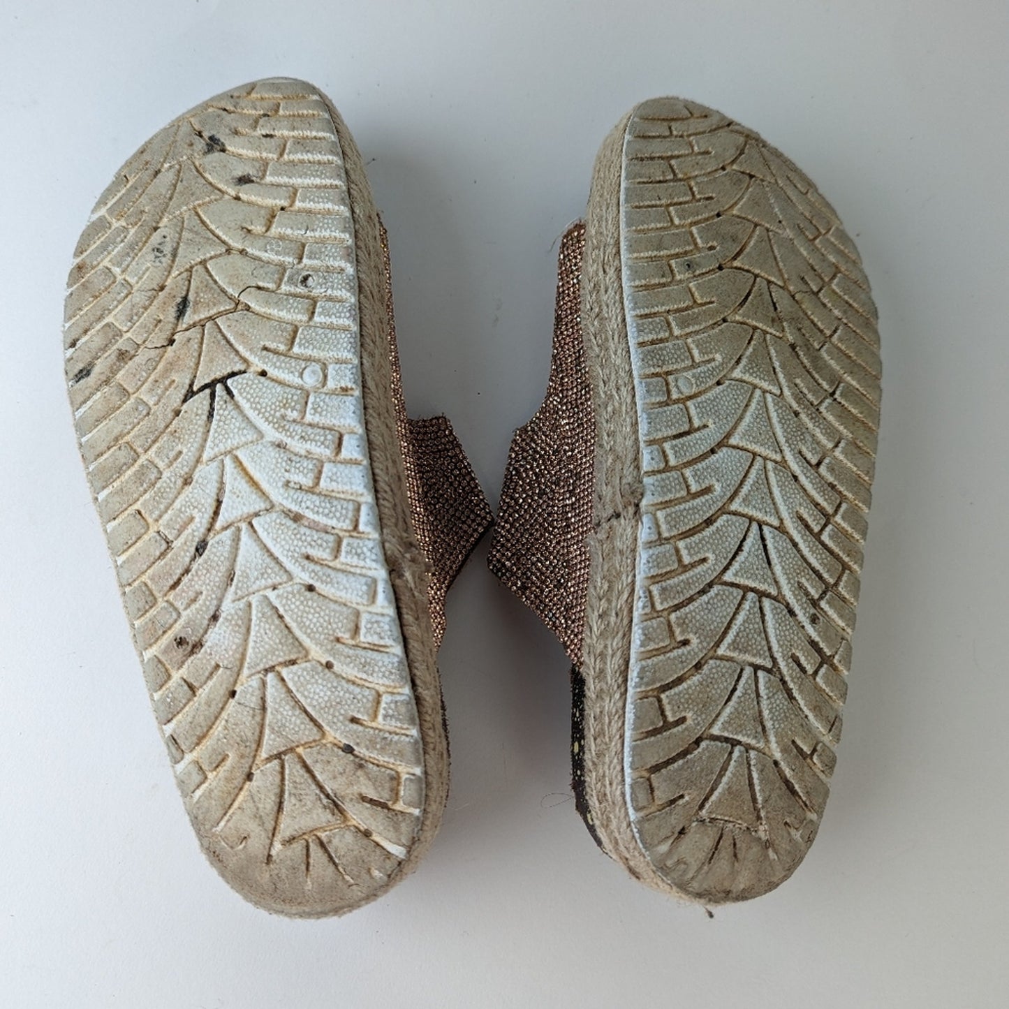 Rose Gold Espadrille Strappy Sandals