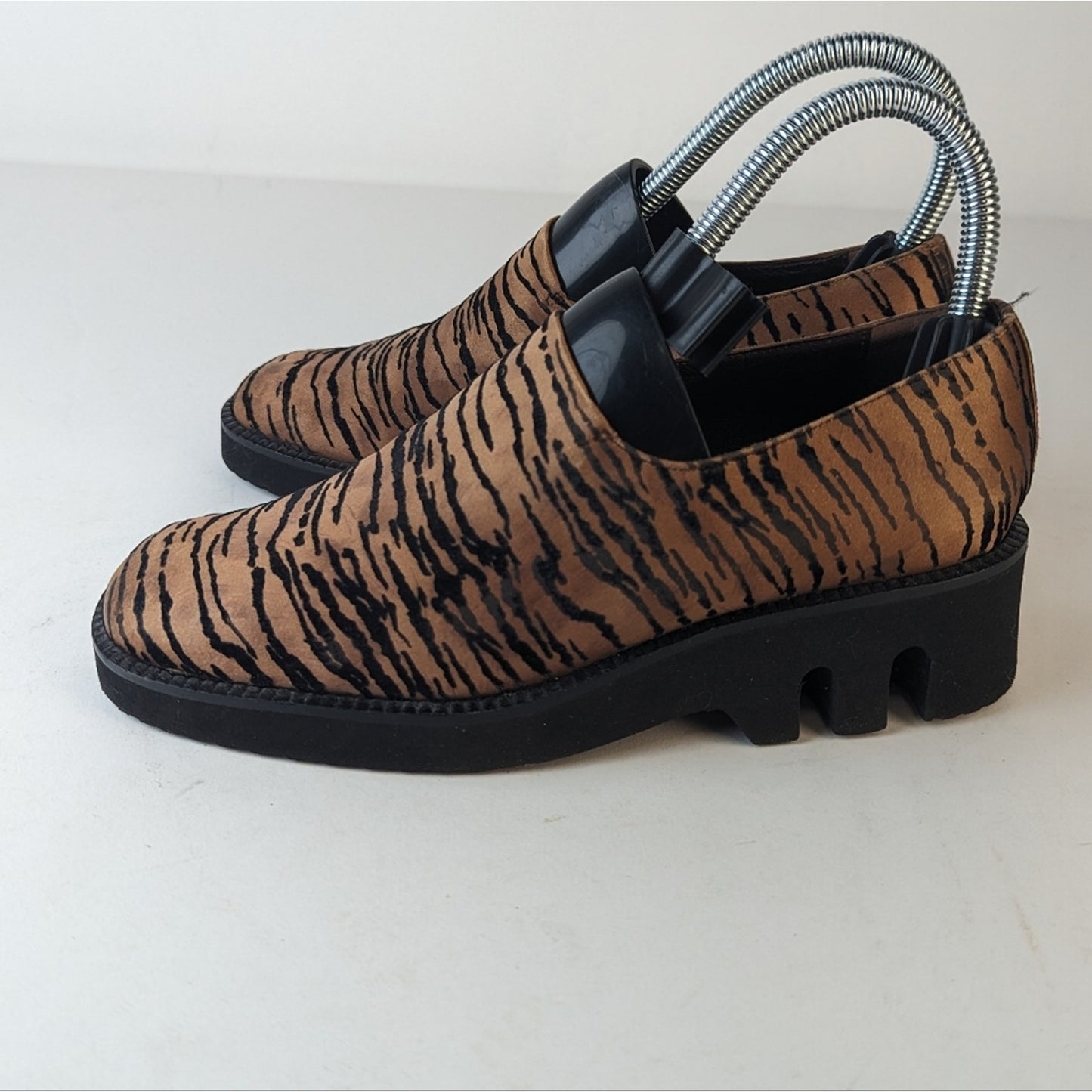 Heyraud Paris Tiger Print Chunky Slip On Loafer