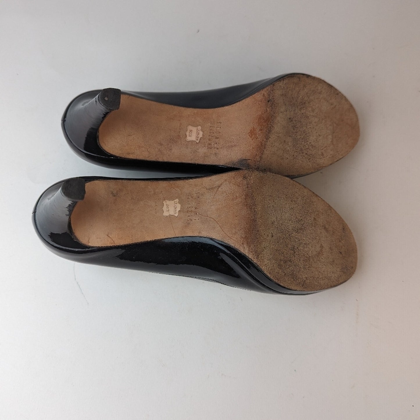 Stuart Weitzman Black Patent Leather Peep Toe Heels - 8