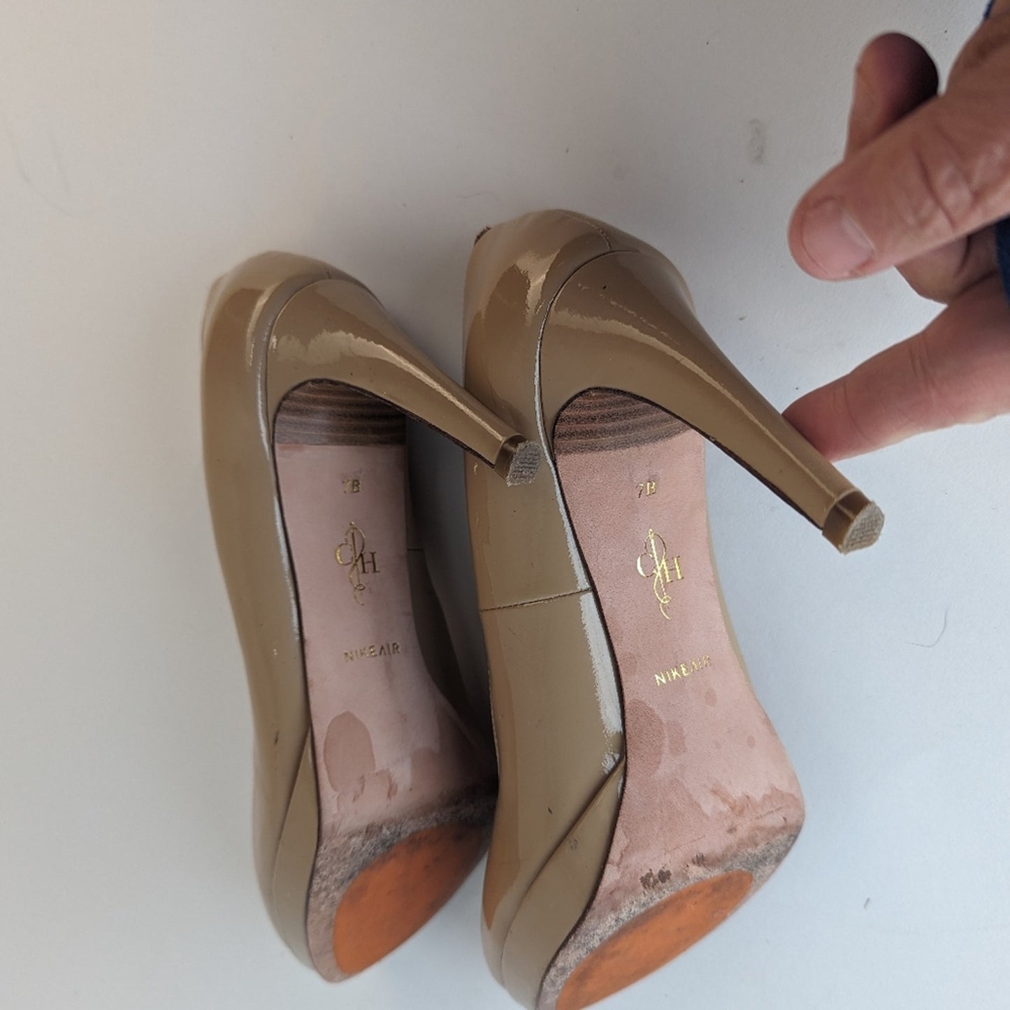 Cole Haan x Nike Air Nude Patent Leather Platform Heels / 7