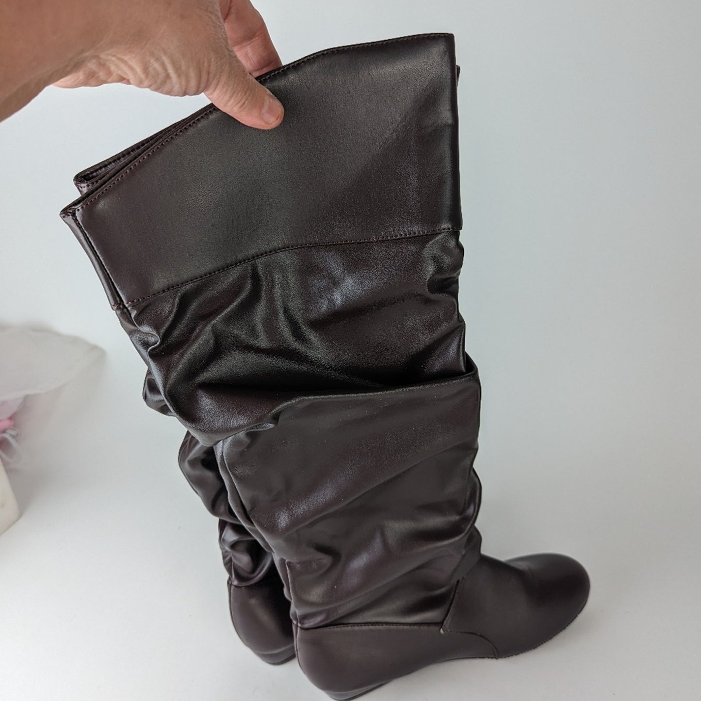 NWT Slouchy Heeled Knee High Boors