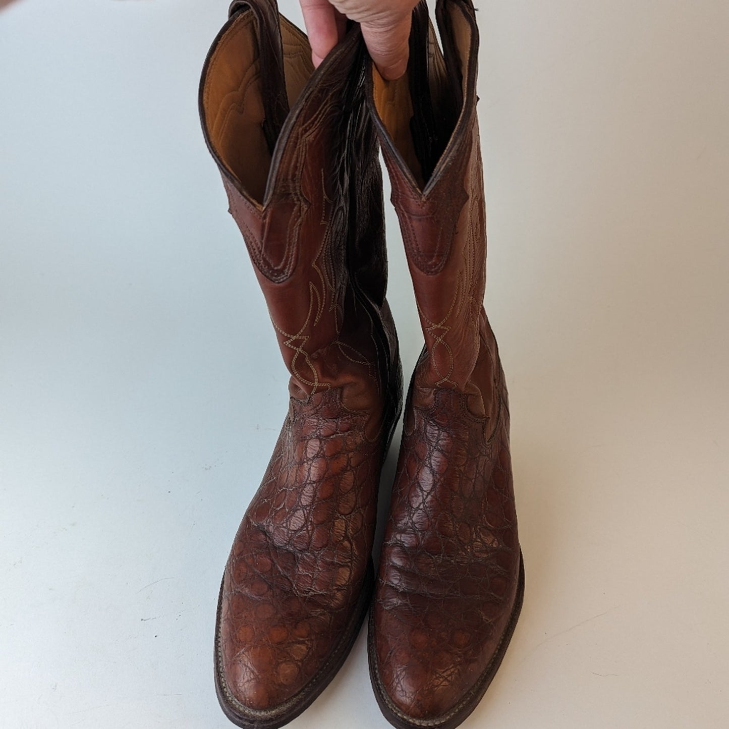 Vintage Justin Men's Boots Exotic Bias Cut Alligator - 8.5D