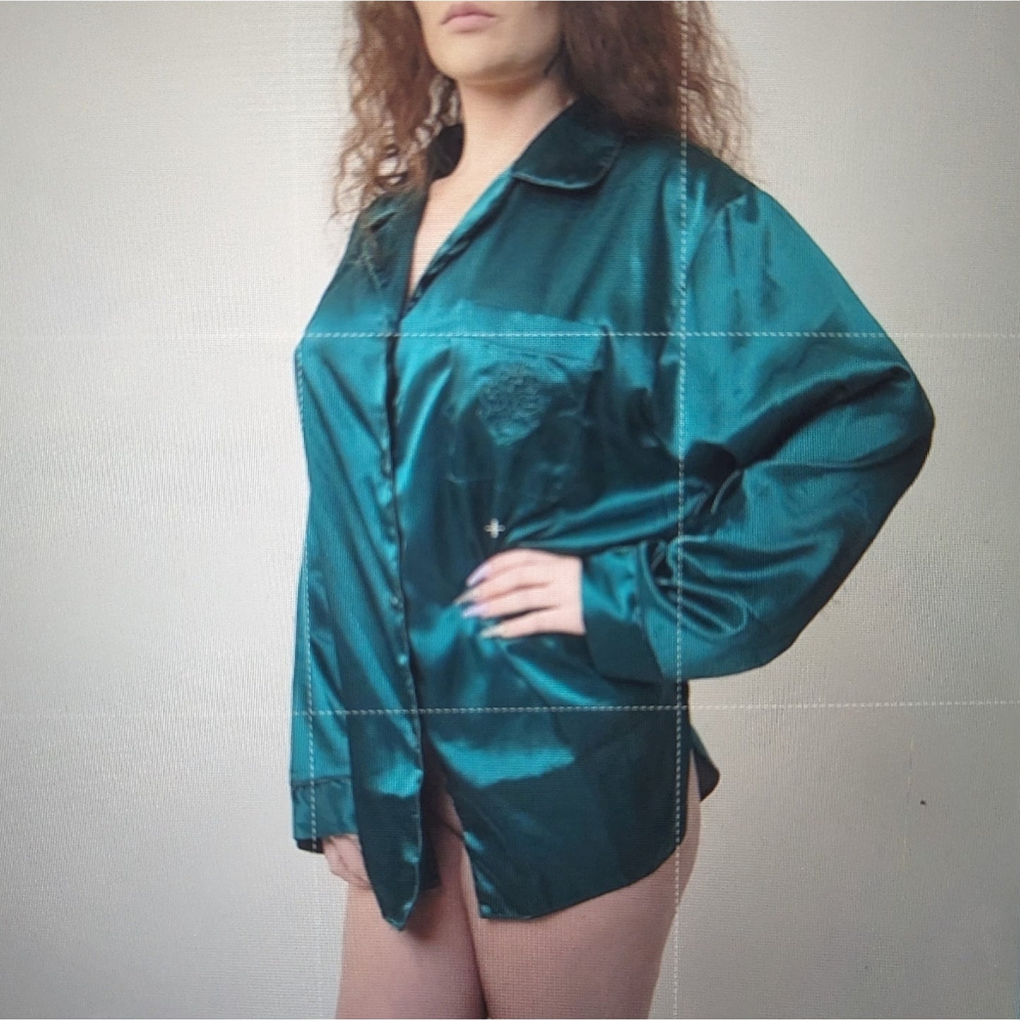 Vintage Victoria's Secret Silky Hunter Green Sleep Shirt - Large