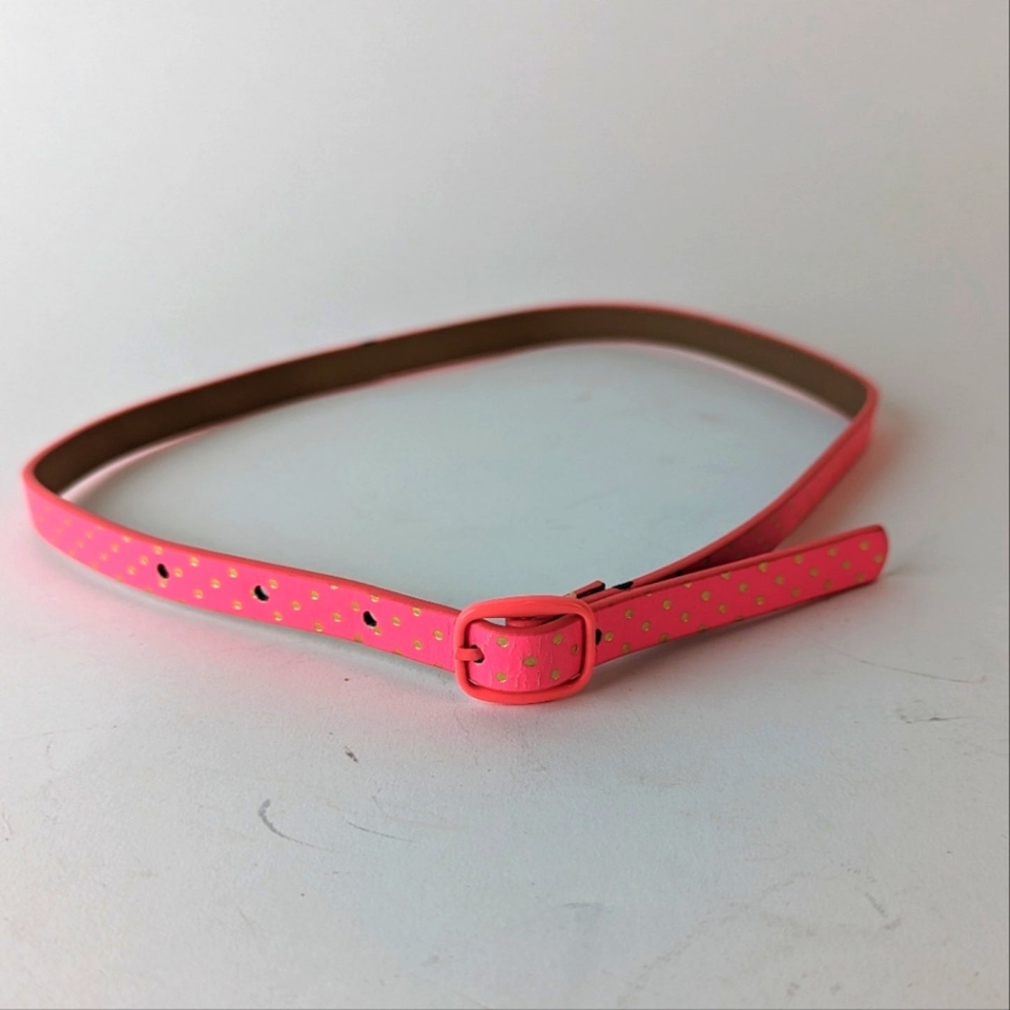 Hot Pink Polka Dot Skinny Belt / 22"