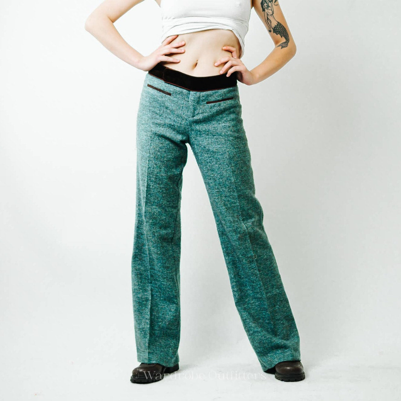 Nanette Lepore Green Tweed Wool Pants / 8