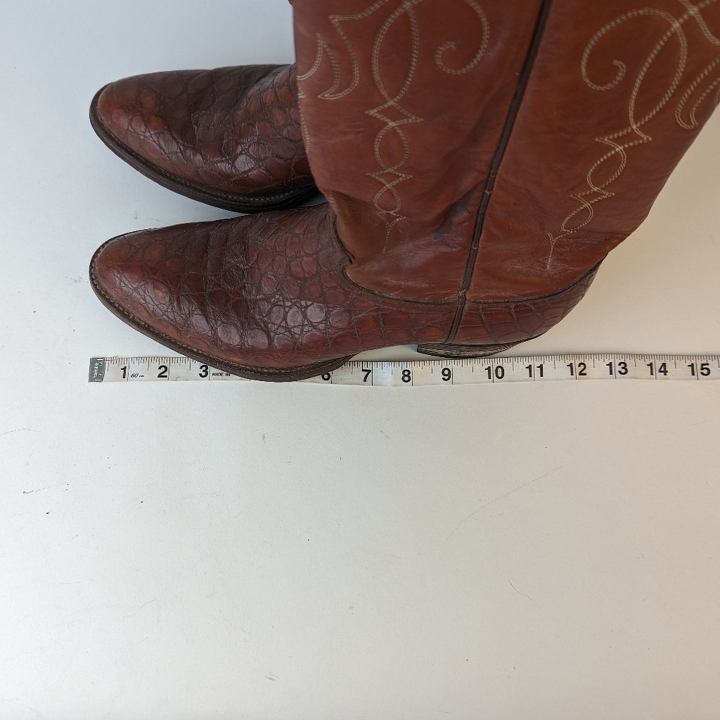 Vintage Justin Men's Boots Exotic Bias Cut Alligator - 8.5D