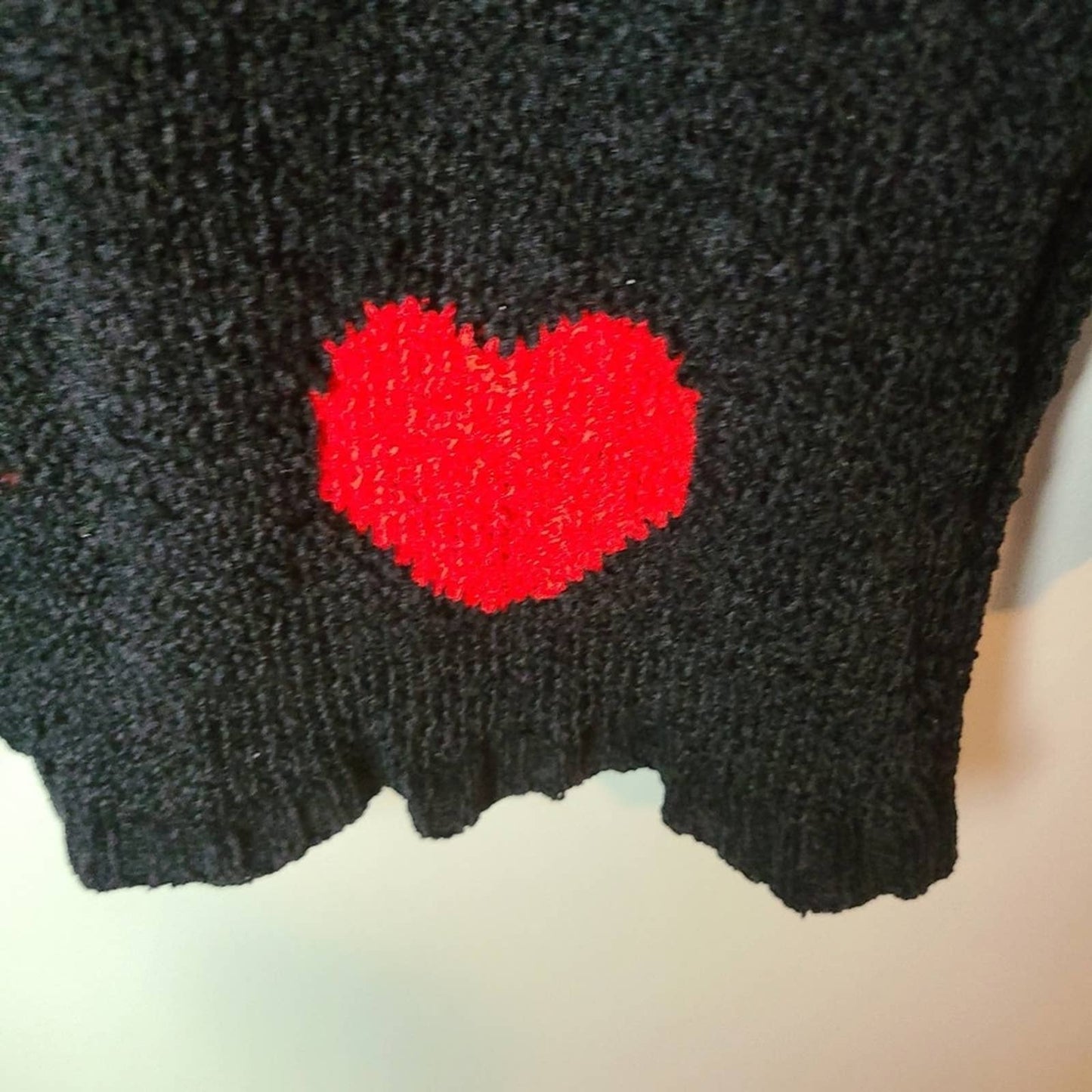 Bloomingdale's Black Chenille Heart Sweater