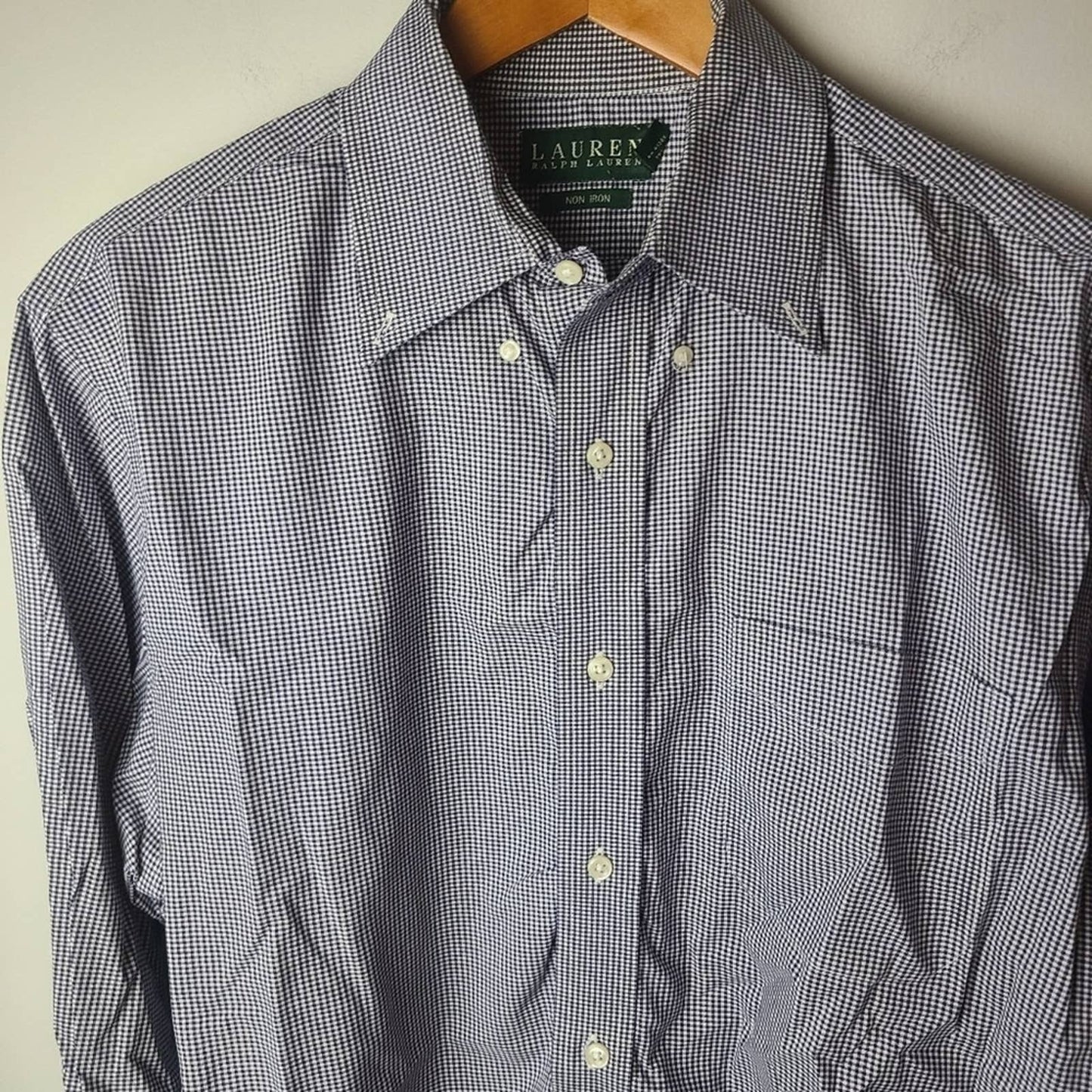 Lauren Ralph Lauren Blue and White Gingham Print Mens Shirt